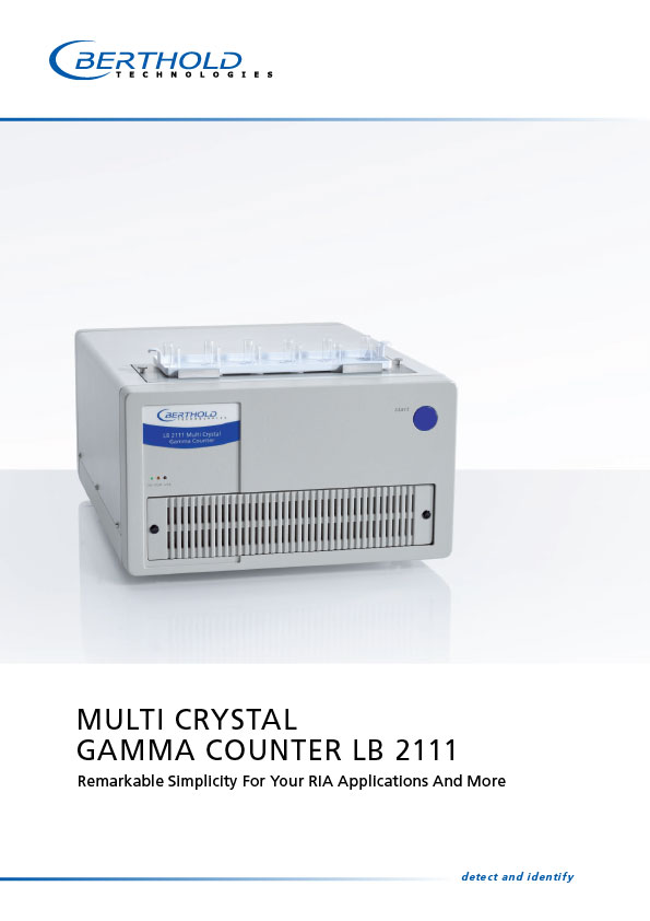 Multi Crystal LB 2111 is a instrument optimized for IRMA and RIA immunoassays based on gamma-emitting isotopes like 125I, 57Co, 59Fe, 51Cr, 99Tc.